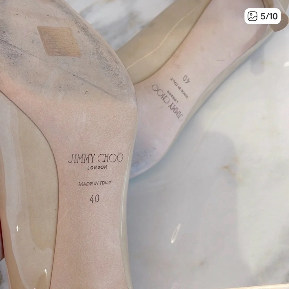 Jimmy Choo Romy 85 Patent Pumps Nude | Size 40 | Classic Pointed Toe Heels Pumps - Picture 12 of 16